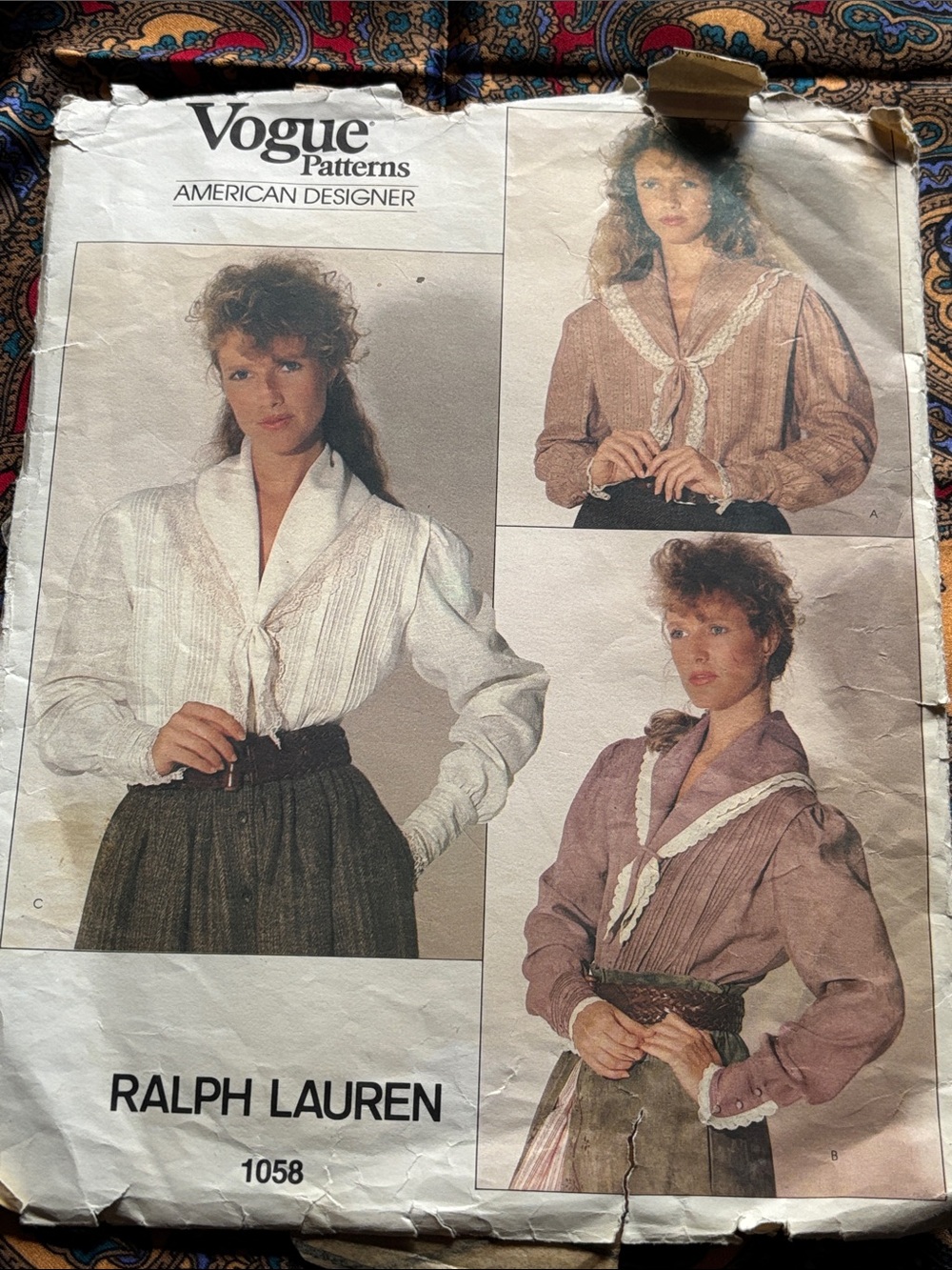 Vintage Vogue 1058 Ralph Lauren American Designer Blouse Sewing Pattern